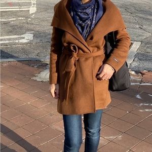 TAHARI DOUBLE FACE WOOL WRAP COAT